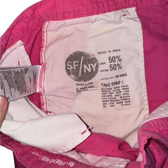 Gap Women's  'The Boyfriend Roll-Up' Linen Blend Shorts in Pink - Size 4 - Picture 4 of 8